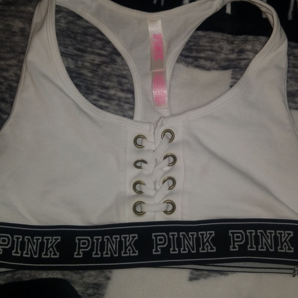 *SOLD*White cross string Sports bra
